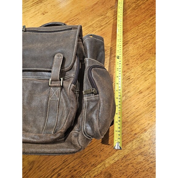 Claire Chase Jumbo Leather Laptop Backpack Brown Fits 17" Computer Bag #329 - Picture 8 of 10